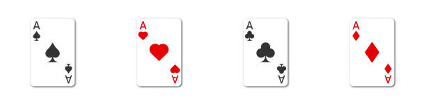 istock Set of four aces playing cards with shadows. Flat vector illustration. 1474894966