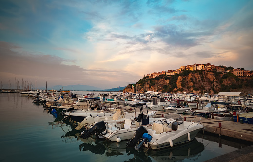 Port with yachts and boats in Agropoli. Porto di Agropoli.