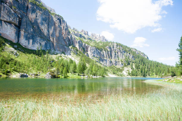 istock Federa alpine lake landscape, italian dolomites panorama 1474899707