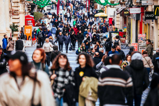istock Crowded shopping street in Valletta, Malta 1474902523