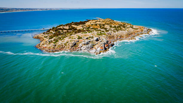 The tourist destination of Granite Island located off the South Australian coast at Victor Harbor