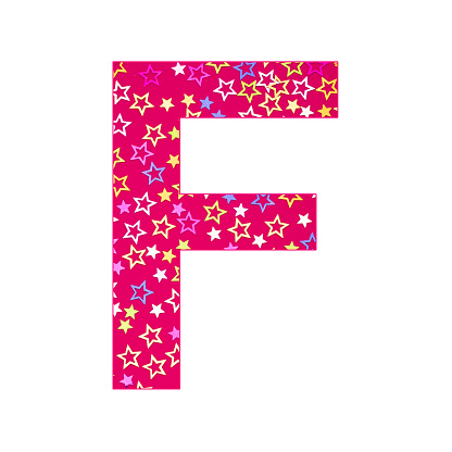 Alphabet letter F uppercase - Birthday background with colorful confetti