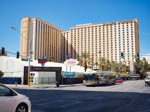 Las Vegas, Nevada - March 13, 2023 - The historic Golden Nugget in the downtown Las Vegas Freemont District during the day