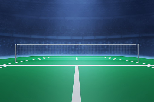 Badminton court on 3d illustration