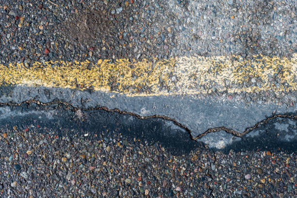 Abstract close-up of wet asphalt stock photo