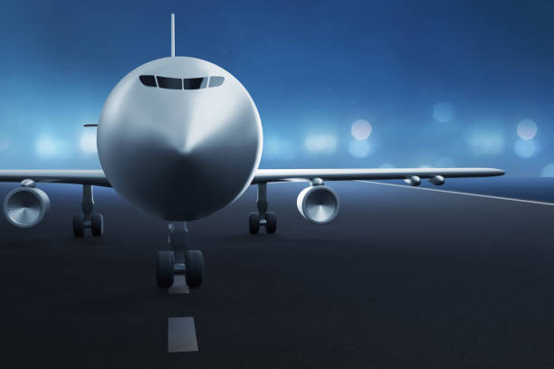 istock Airplane on airport runway 3d illustration 1474912262