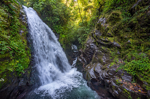Beautiful waterfall in the central cloud forests of Costa Rica near San Jose and Poas Volcano in Central America.