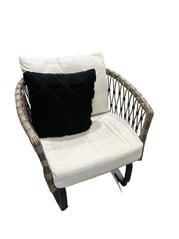 Patio seat with pillow isolated on white background