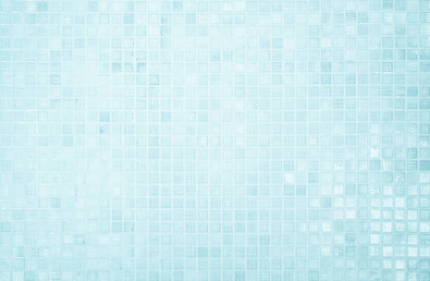 istock Blue light ceramic wall chequered and floor tiles mosaic background in bathroom, kitchen. Design pattern geometric with grid wallpaper texture decoration pool. Simple seamless abstract surface clean. 1474919796