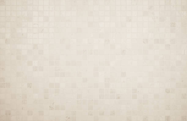 istock Cream light ceramic wall chequered and floor tiles mosaic background in bathroom, kitchen. Design pattern geometric with grid wallpaper texture decoration pool. Simple seamless abstract surface clean. 1474919799