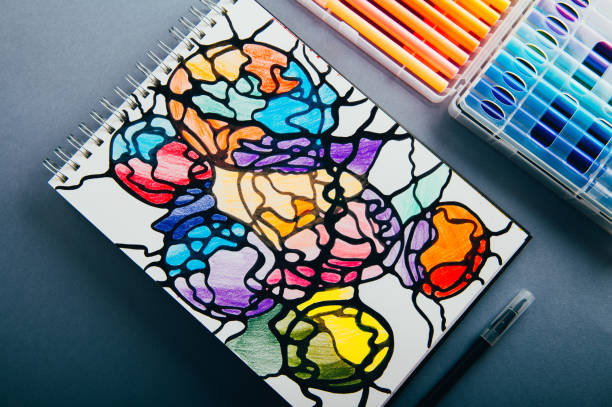 istock Colorful neurographic drawing on paper 1474920080