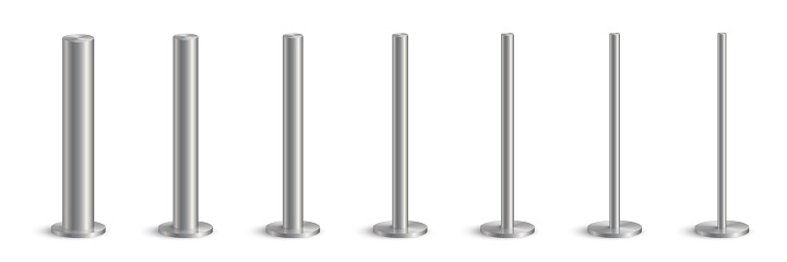 Metal Sign Posts. 3d 3d Metal Pole Signpost On Base Vector Illustrations Set Realistic Grey ...
