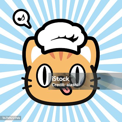 istock Cute character design of the little cat wearing a chef's hat 1474922744