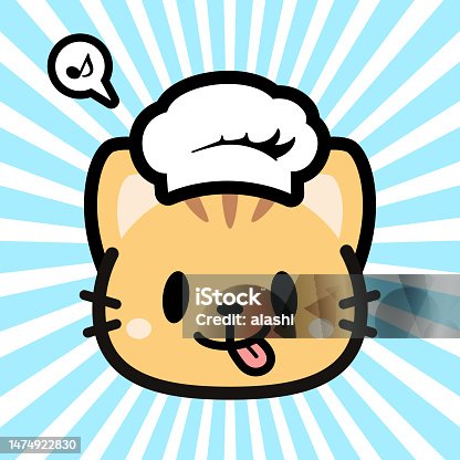 istock Cute character design of the little cat wearing a chef's hat 1474922830