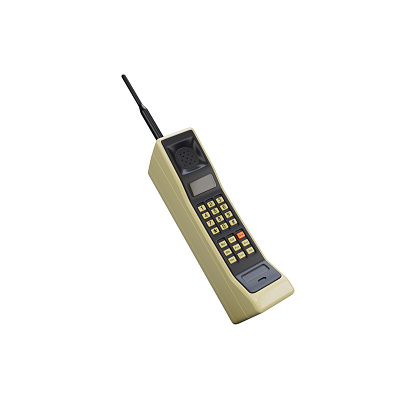 Motorola DynaTAC 8000X Old Mobile. World first mobile phone. Vintage classic mobile phone. 3D Rendered Illustration.