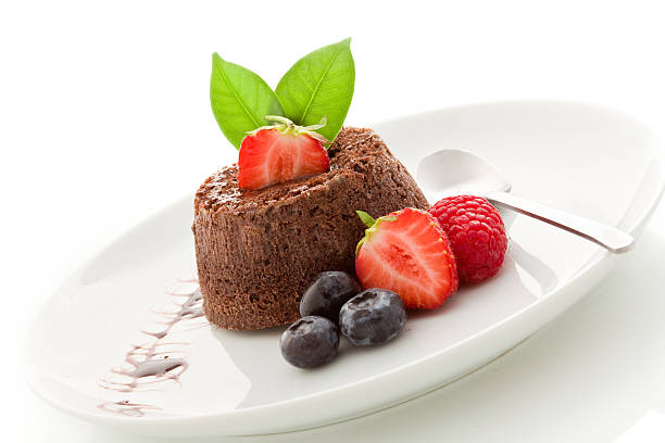 istock Chocolate dessert with berries Isolated 147492525