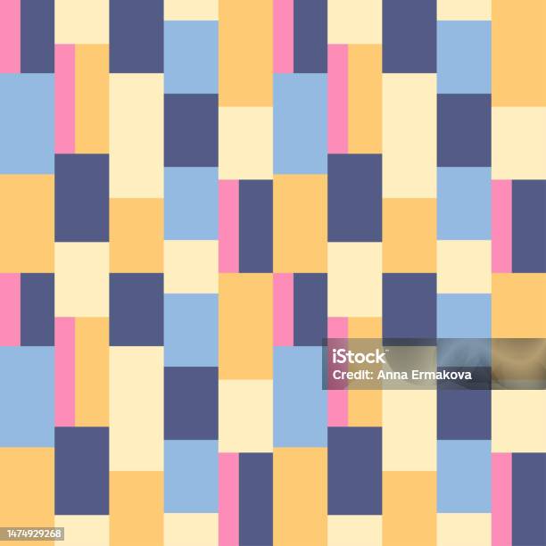 Geometric Vector Seamless Pattern With Multicolored Rectangles Simple ...