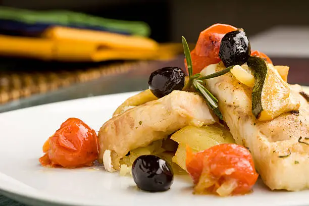 Photo of Baked Cod with olives and tomatoes