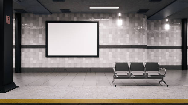 istock 3D Render. Blank billboard in subway. Useful for your advertising. 1474931384