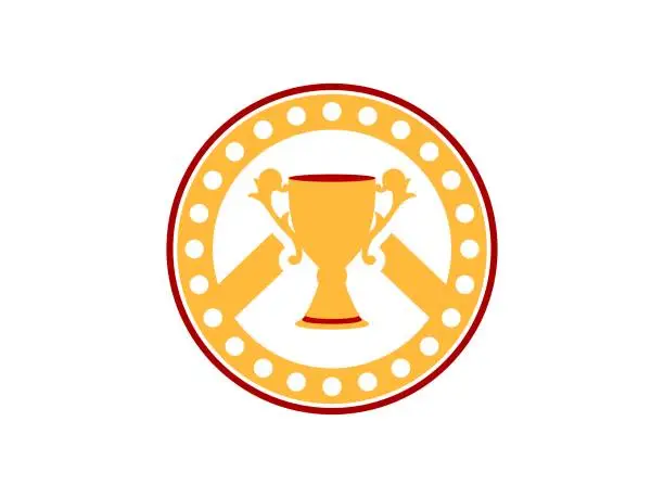 Vector illustration of Gold coin with wining trophy