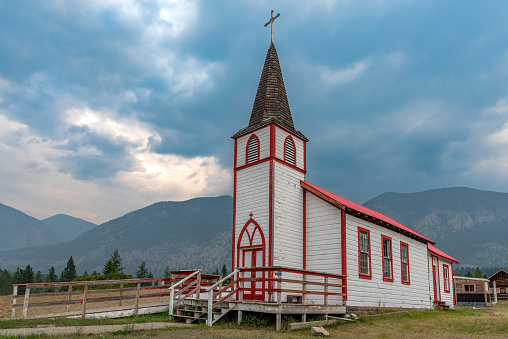 Moody skies over a Roman Catholic Mission Church outside Invermere, BC
