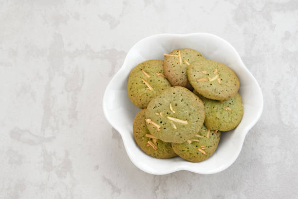 Matcha cookies with grated cheese topping, gluten free
