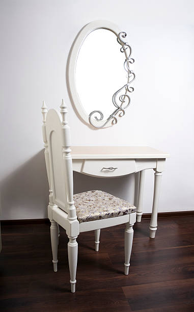 istock White Table, chair, mirror in ancient, modernist style 147493867