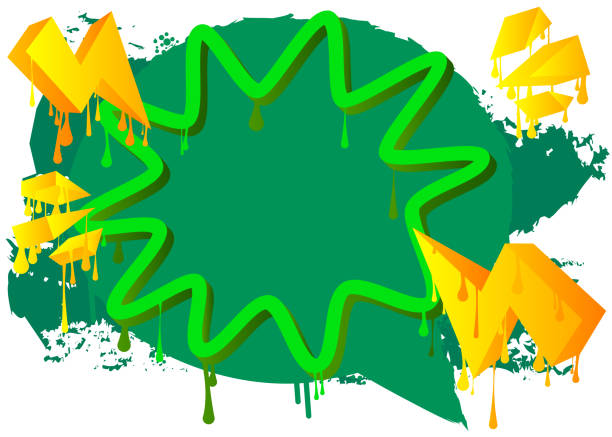 istock Graffiti Background. Abstract green and yellow modern street art speech bubble decoration performed in urban painting style. 1474940712