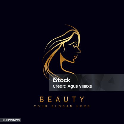 istock Beauty woman logo design line art style design, beautiful girl head concept logo design. Woman vector illustration. 1474946194