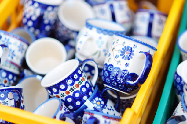 istock Ceramic dishes, tableware and jugs sold on Easter market in Vilnius, Lithuania 1474946278