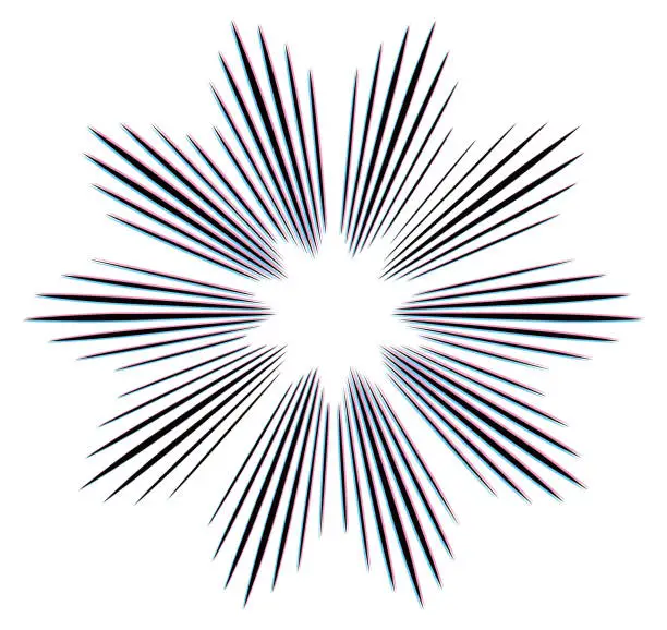 Vector illustration of Radial Symmetrical Burst Design Element with Glitch Technique