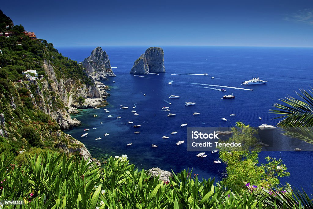 Capri The view from Giardini di Augusto, Capri Blue Stock Photo