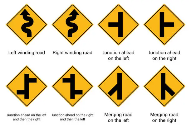 Vector illustration of Set of warning traffic sign vector