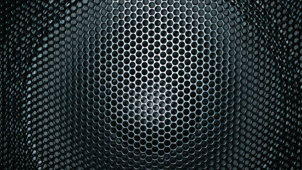 istock Speaker protective grille, textured surface of a music speaker, close-up 1474957090