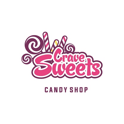 candy sweet vector graphic template. candy shop logo in label emblem style illustration.