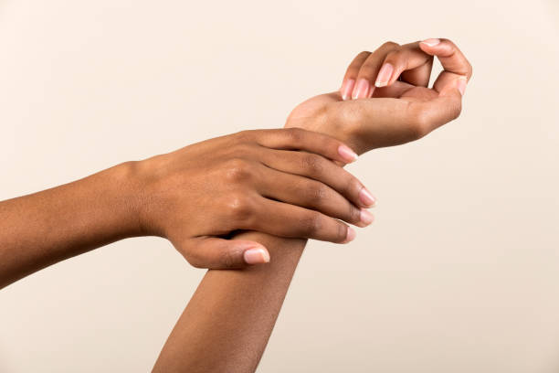 istock Black female hands showing perfect manicure 1474959041