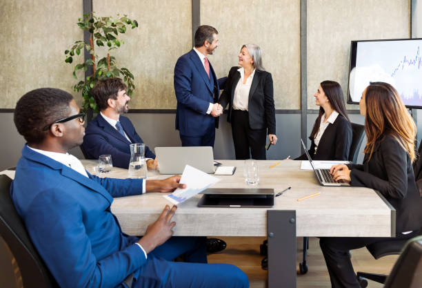 istock Diverse colleagues during meeting in boardroom 1474959434