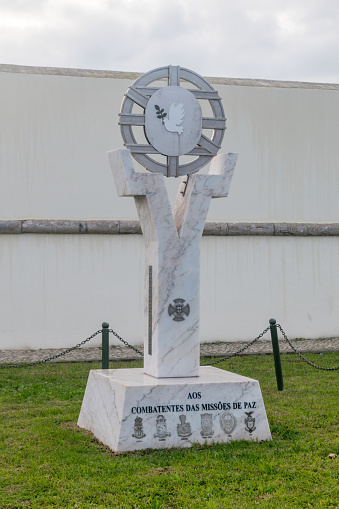 Lisbon, Portugal - December 4, 2022: Monument to combatants of peacekeeping missions.