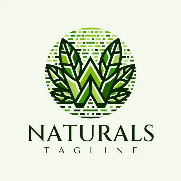 Vector illustration of Elegance line leaf plant letter W logo design. Luxury nature organic initial W.