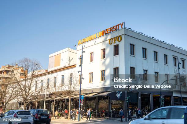 Albanian University Ufo In Tirana Albania Stock Photo - Download Image Now - Albania, Architecture, Building Exterior