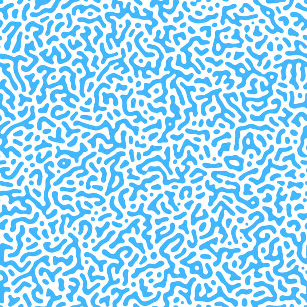 nahtloses blaues turing-muster - fractal texture stock-grafiken, -clipart, -cartoons und -symbole