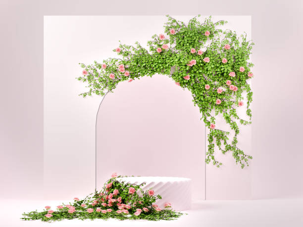 istock 3d spring floral scene with podium display on pink pastel background 1474972978