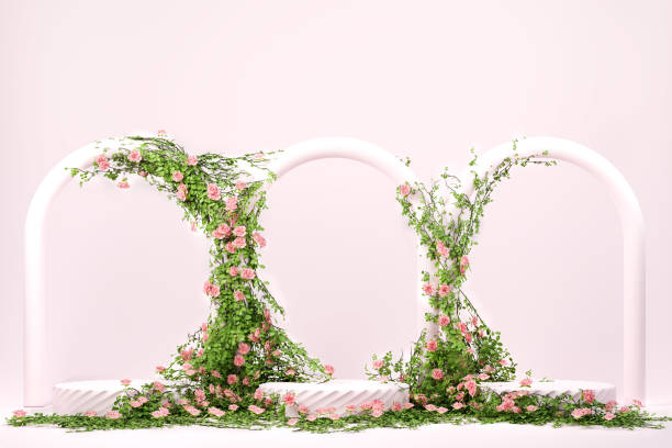 istock 3d spring floral scene with podium display on pink pastel background 1474972979