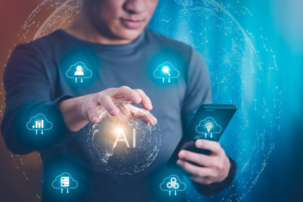 istock a person touching the virtual screen to manage data with AI, digital transformation management concept Internet of Things, Big Data and Business Processes, Automated Operations, Data Storage 1474974229