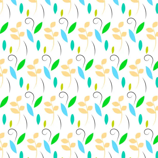 Vector illustration of Seamless pattern with colorful leaves on white background. Vector illustration.