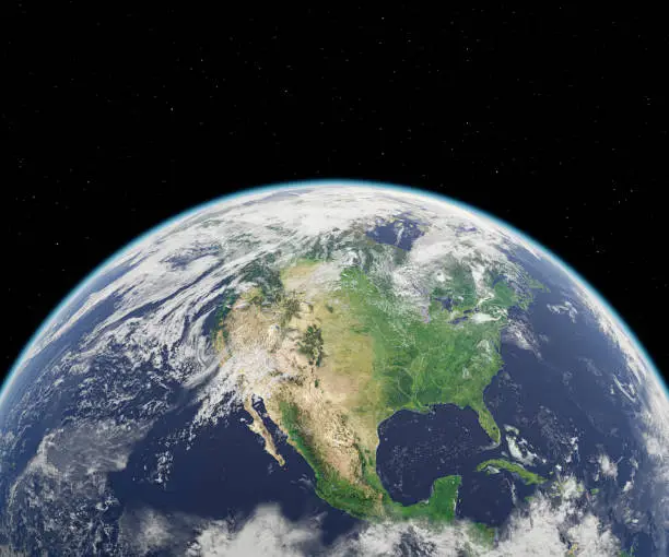 Photo of 3D illustration of planet earth in space focused on the United States.