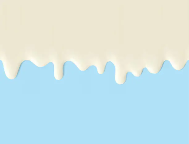 Vector illustration of High realistic seamless cream flowing drops. Vector illustration. Easy to use on different backgrounds.