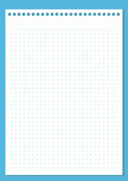 Vector illustration of Grid paper. Dotted grid on white background. Abstract dotted transparent illustration with dots. White geometric pattern for school, copybooks, notebooks, diary, notes, banners, print, books