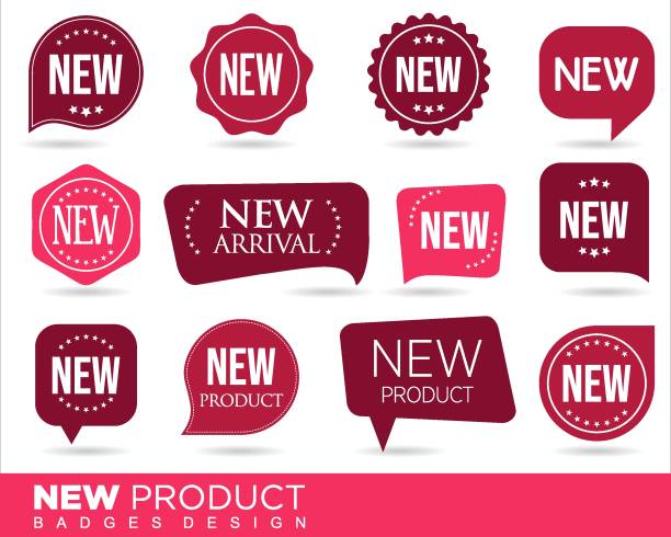 new arrival badge and tags in flat design style vector illustration - sale stock illustrations