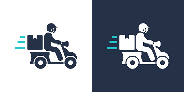Bike courier icon. Solid icon vector illustration. For website design, logo, app, template, ui, etc.